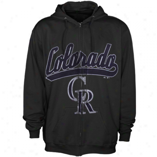 Majestic Colorado Rockies Black Big Club Saturated Zip Hoodie Sweatshirt