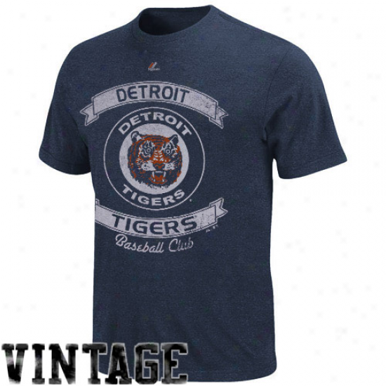 Majestic Detrokt Tigers Cooperstown Legendary Victory T-shirt - Navy Blue