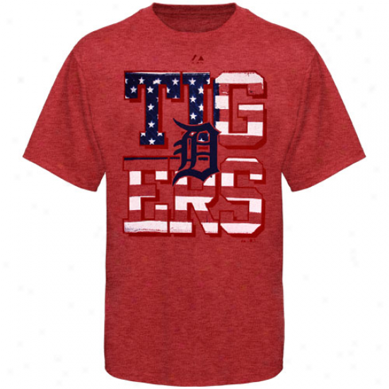 Majestic Detroit Tigers Fate Spangled T-shirt - Red