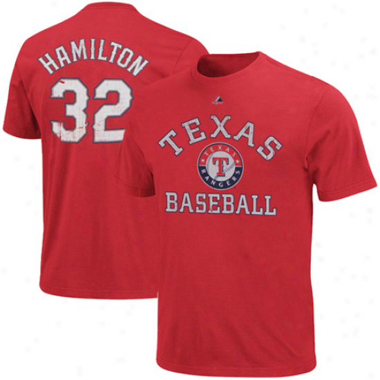 Majestic Josh Hamilton Texas Rangers #32 Market Value Premium T-shirt - Red