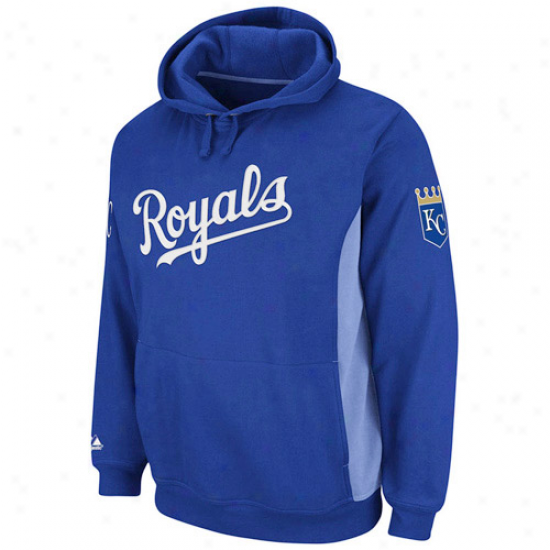 Majestic Kansas City Royals Captain Pullover Hoodie Sweatshirt - Royal Blue