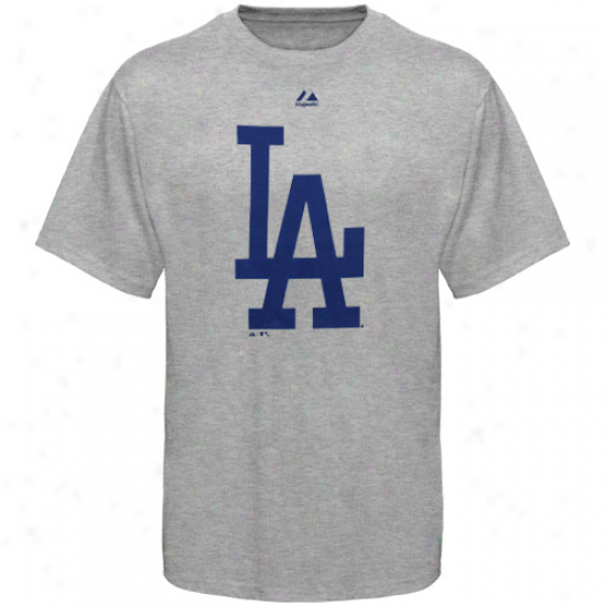 Majestic L.a. Dodgers Youth Ash Soft Density Authoritative Logo T-shirt