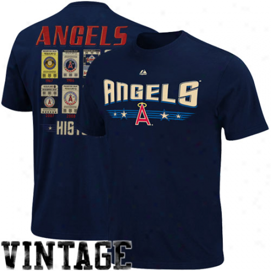 Majestic Los Angeles Angels Of Anaheim Cooperstown Baseball Tickets T-shirt - Navy Bpue