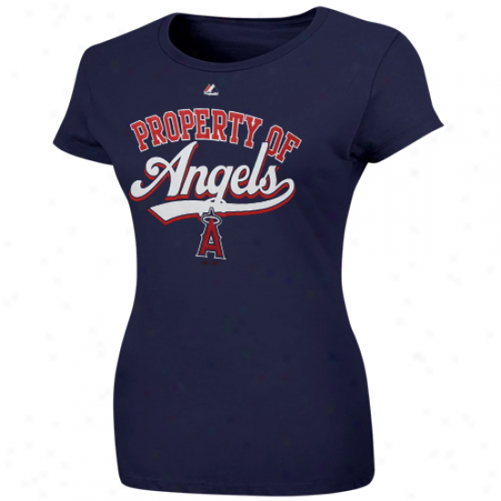 Majestic Los Angeles Ang3ls Of Anaheim Ladies The Essentials T-shirt - Navy Blue