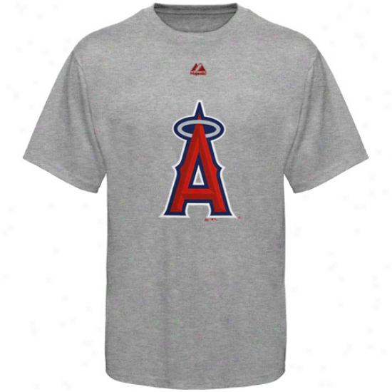 Majestic Los Angeles Angels Of Anaheim Youth Ash Soft Density Official Logo T-shirt