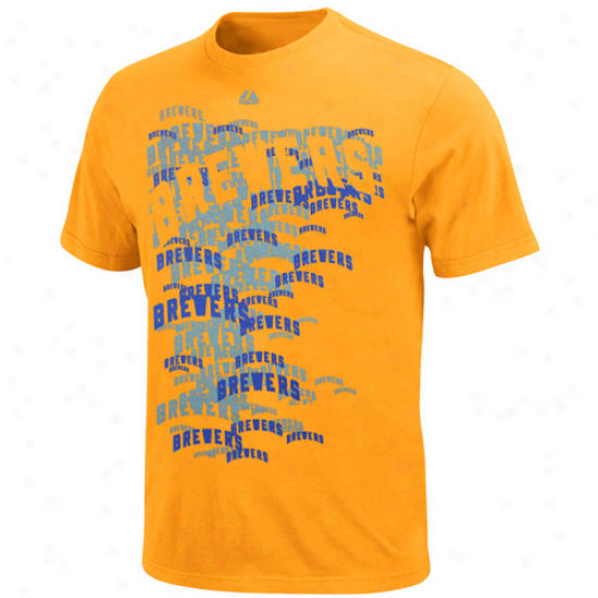 Majestic Milwaukee Brewwers Youth Shock Factor T-shirt - Gold