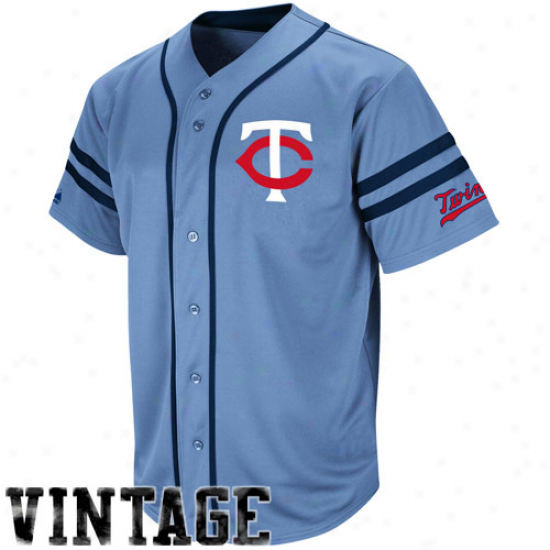 Majestic Minnesota Twins Cooperstown Throwback Heater Jersey - Light Blue