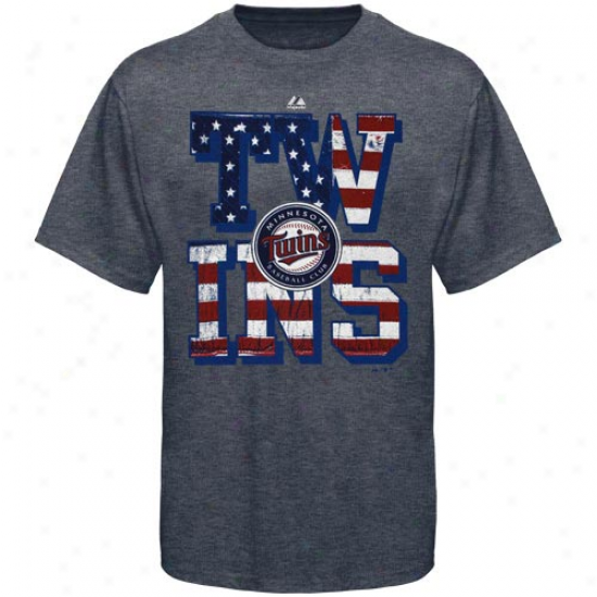 Majestic Minnesota Twins Star Spanyled Heathered T-shirt - Navy Dismal