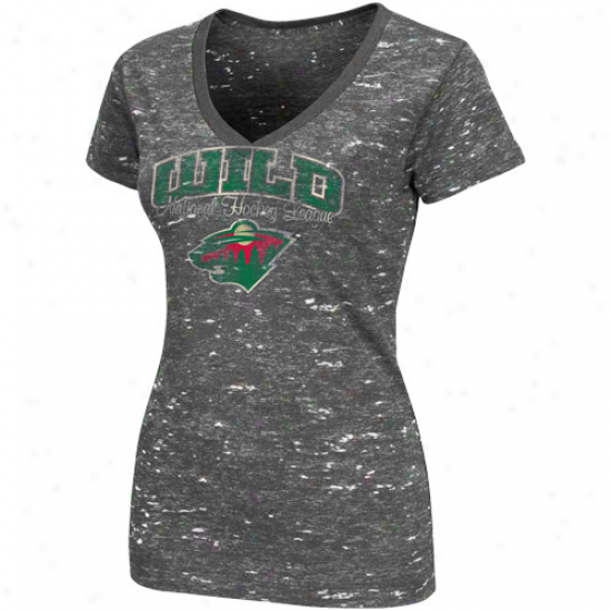 Majestic Minnesota Wild Ladies Official Contener Premium T-shirt - Charcoal