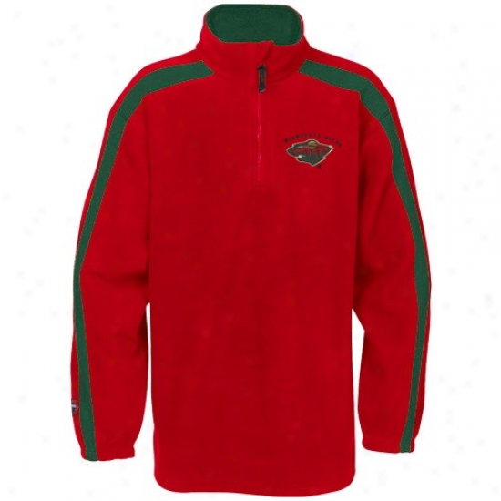 Majestic Minnesota Wild Red Game Stopper 1/4 Zip Cover fleecily Sweatshirt