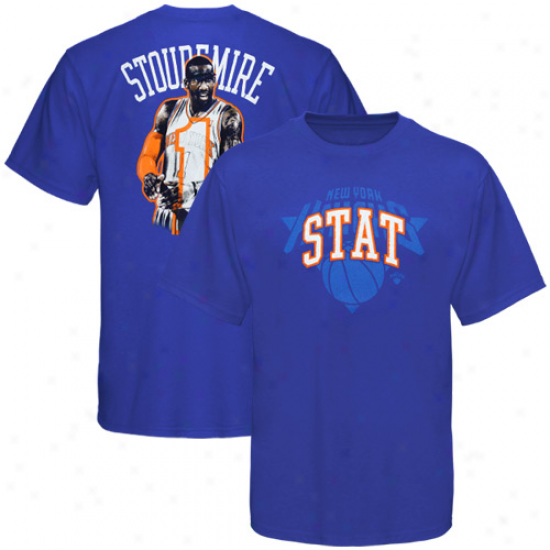 Majestic New York Knicks #1 Amar'e Stoudemire Youth Royal Blue Notorious Hd Player T-shirt