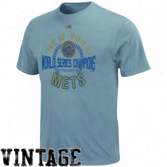 Majestic New York Mets Band Of Sluggers World Series Champs T-shirt - Light Blue