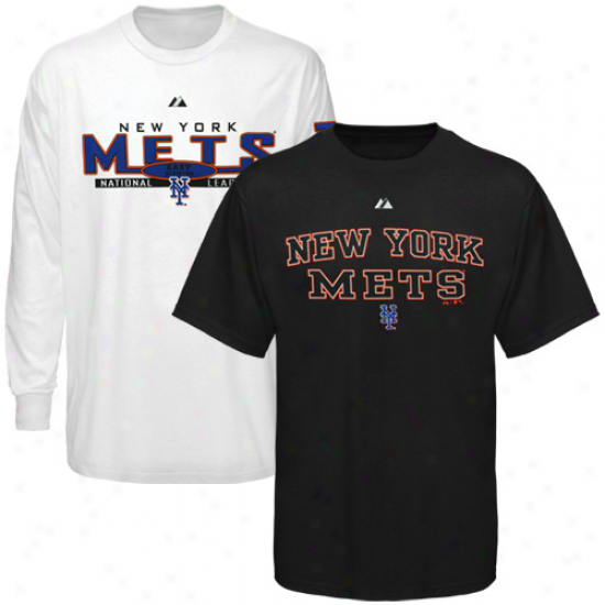 Majestic Unaccustomed York Mets Black-white Package T-shirt Combo Set