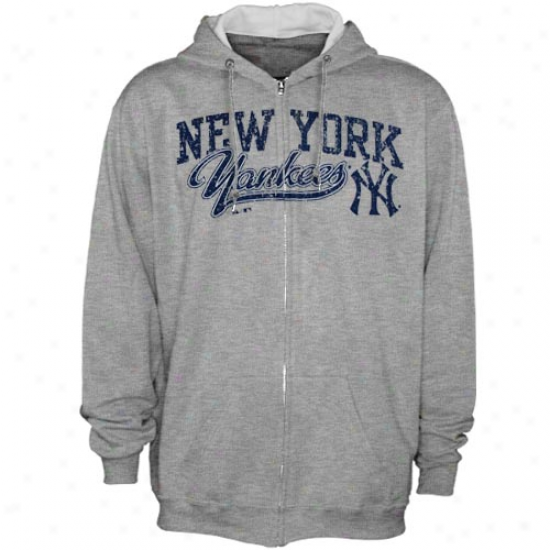 Majestic New York Yankees Lacies Ash Beauty Full Zip Hoodie Sweatshirt