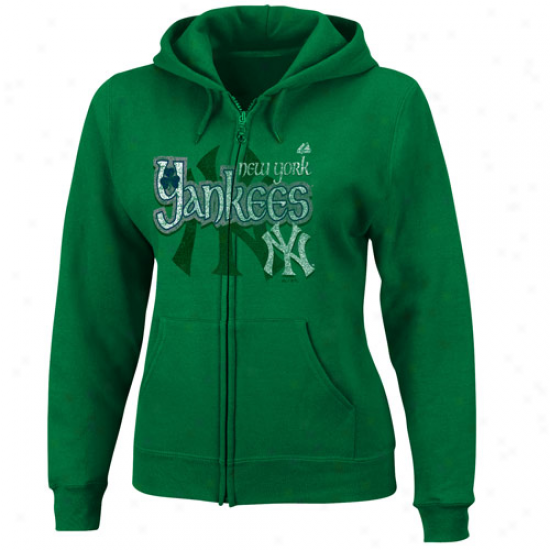 Majestic New York Yankees Ladies Kelly Green Celtic Catch Full Zip Hoody Sweatshirt