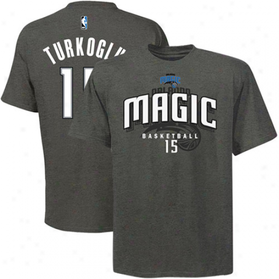 Majestic Orlando Magic #15 Hedo Turkoglu Charcoal Player T-shirt