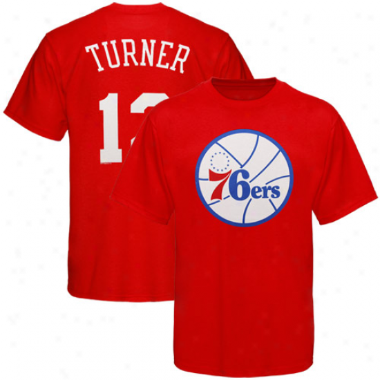 Majestic Philadelphia 76ers #2 Evan Turner Youth Red Name & Number T-shirt