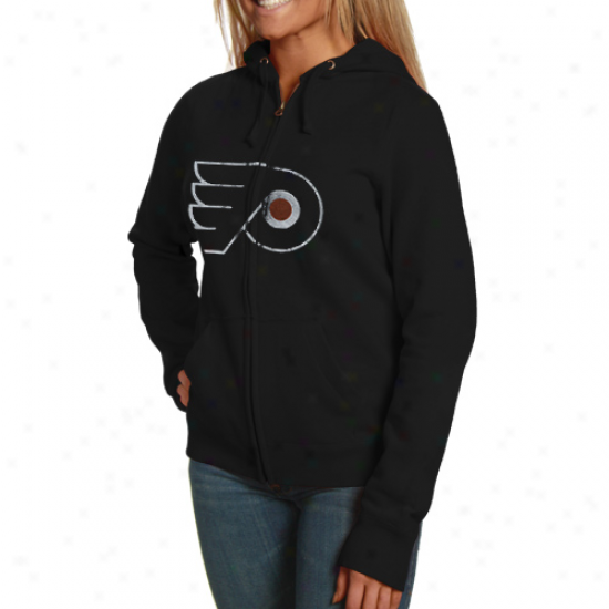 Mauestic Philadelphia Flyers Ladies Black Built Tough Full Zip Hoodie Sweatshirt