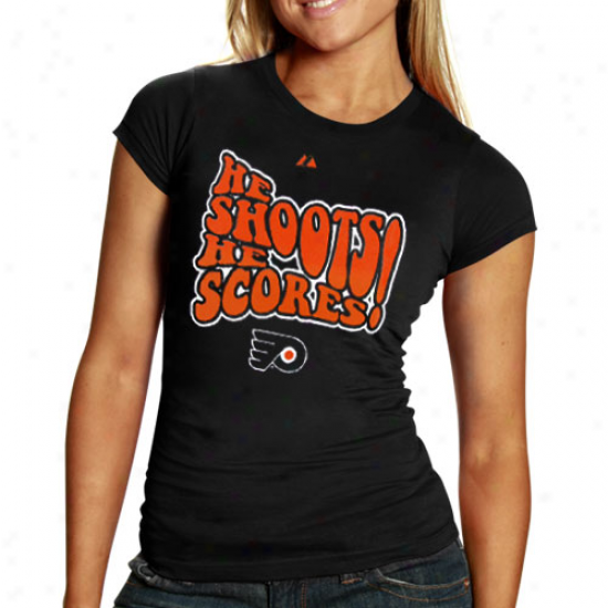 Majestic Philadelphia Flyers Ladies Black Goal Line T-shirt