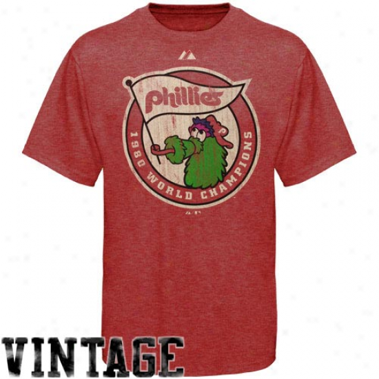 Majestic Philadelphia Phillies Red Training Up Vintage Heathered T-shirt-