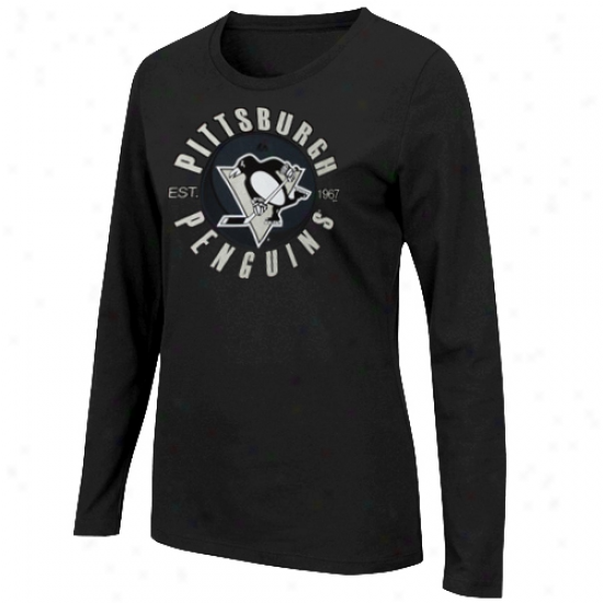 Majestic Pittsburhh Penguins Ladies Unbreakable Spirit Long Sleeve T-shirt - Black