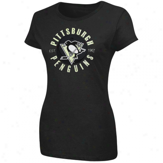 Majestic Pittsburgh Penguins Ladies Unbreakable Spirit  T-shirt - Black