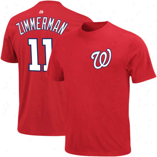 Majestic Ryan Zimmerman Washington Nationals #11 Player T-shirt - Red