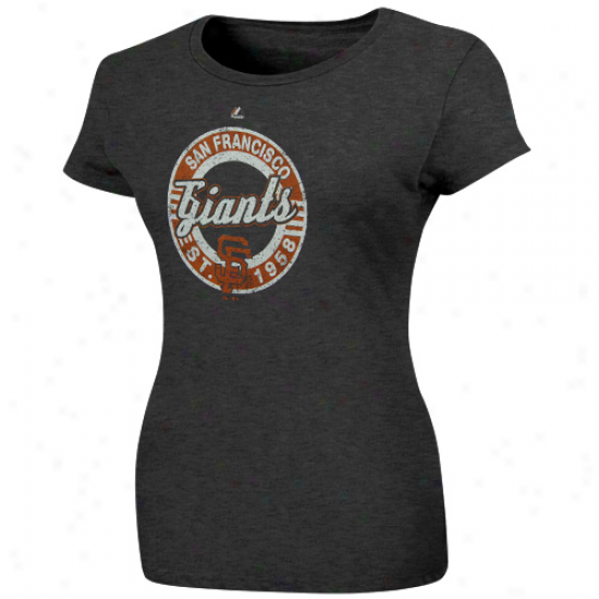 Majestic San Francisco Giants Ladies Retroized Heathered T-shirt - Charcoal