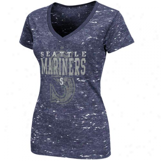 Majestic Seattle Mariners Ladies Topaz Haze Fashion Premium T-shirt - Navy Blue