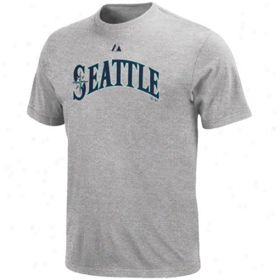 Majestic Seattle Mariners Official Road Wordmark T-shirt - Ash