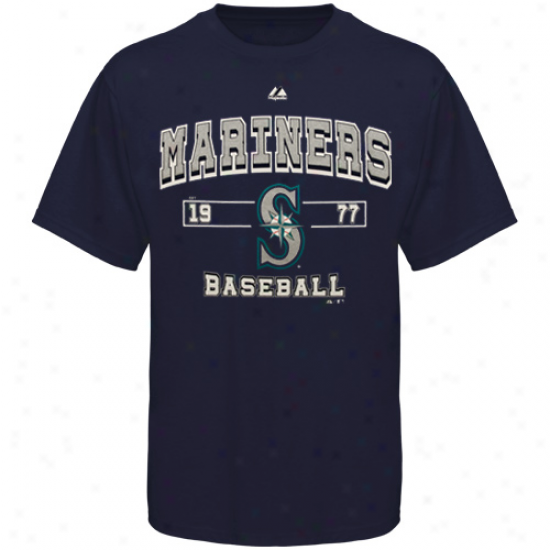 Majestic Seattle Mariners Past Time Original T-shirt - Navy Blue