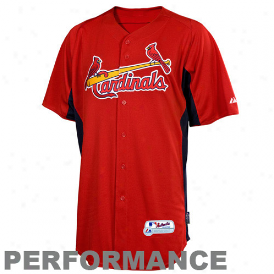 Majestic St. Louis Cardinals Youth Batting Practice Performance Jerseey - Red-navy Blue