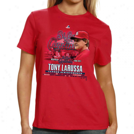 Majestic St. Louis Cardindals Ladies 2011 World Series Champions Tony Laruswa Career Achievement T-shirt - Red