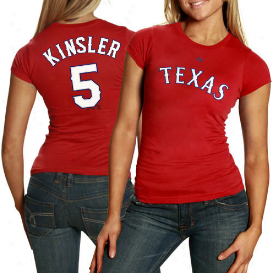 Majestic Texas Rangers #5 Ian Kinsler Ladies Red Player T-shirt