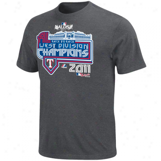 Majestic Texas Rangers Youth 2011 Al West Partition Champions Clubhouse Locker Space T-shirt - Charcoal