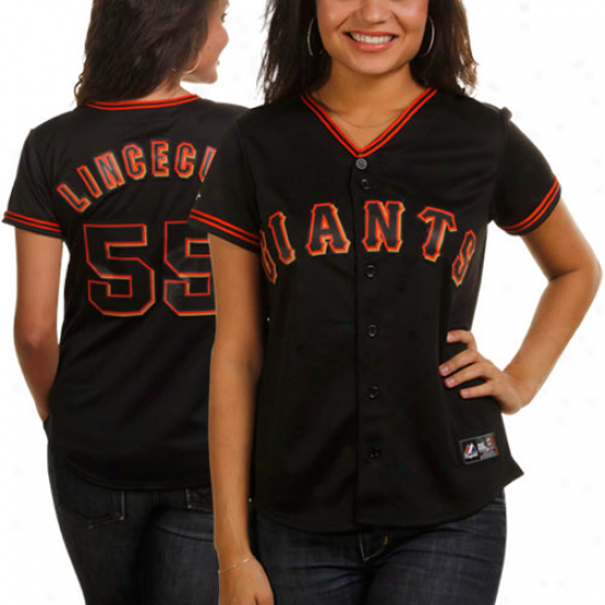 Majestic Tim Lincecum San Francisco Giants Ladieq Replica Jersey - Black