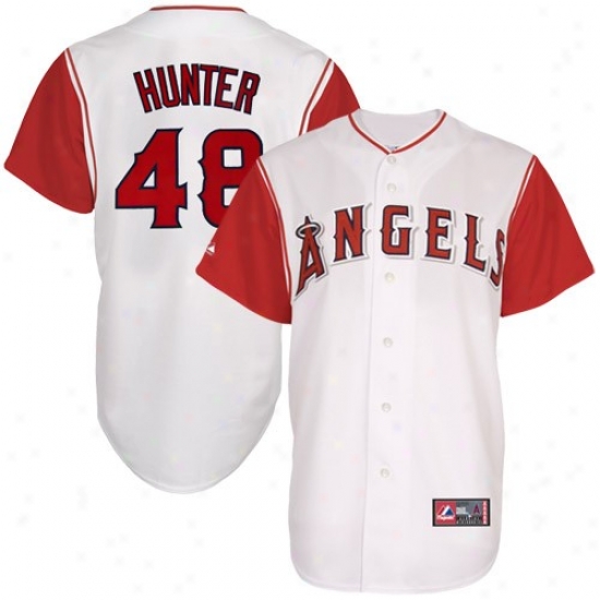 Majestic Torii Hunting-horse Los Angeles Angels Of Anaheim Replica Jersey-#48 White-red