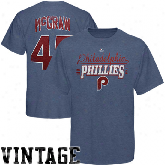 Majestic Tug Mcgraw Philadelphia Phillies #45 Cooperstown Collection Greatest Playeer T-shirt - Light Bl3u