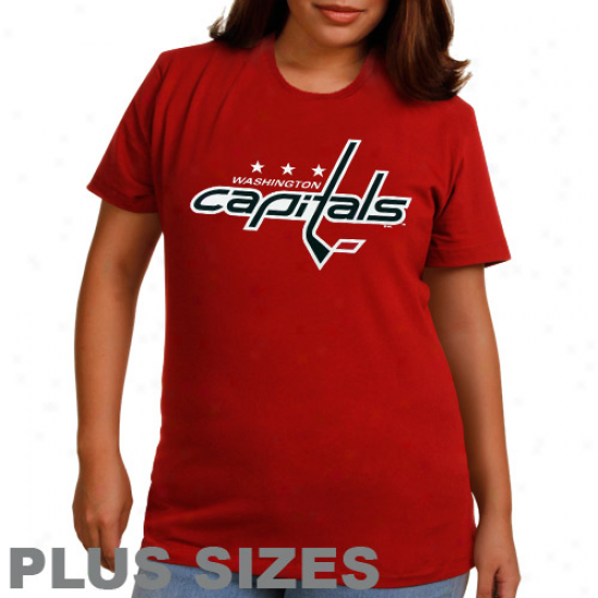 Majestic Washington Capitals Ladles Plus Size Primary Logo T-shirt - Redd