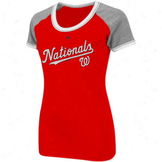 Majestic Washington Nationals Ladies All My Heart Fashion T-shirt - Red