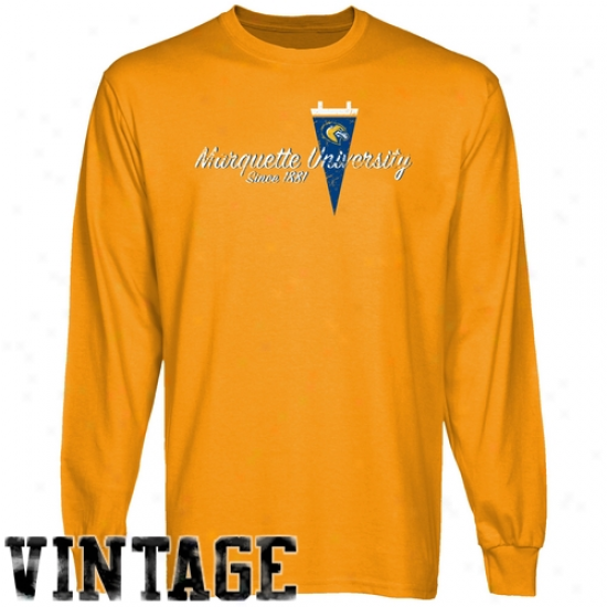 Marquette Golden Eagles Gold Pennant Tradition Vintage Long Sleeve T-shirt