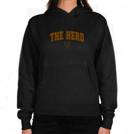 Maarshall Thundering Herd Ladies Charcoal Logo Arch Lightweight Hoody