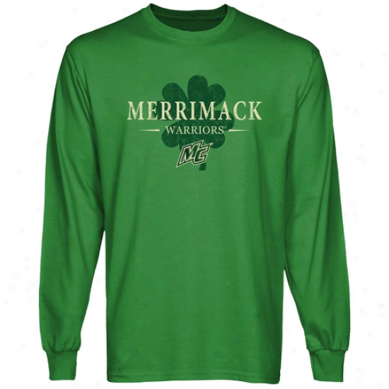 Merrimack College Warriors St. Paddy's Lnog Sleeve T-shirt - Green