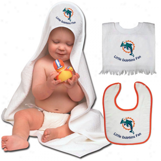 Miami Dolphins 3-piece Hooded Bath Towel And Bibs Set