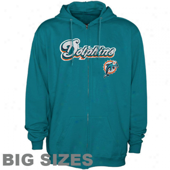 Miami Dolphins Aqua Zip Class Big Sizes Full Zip Hoodie Sweatshirt