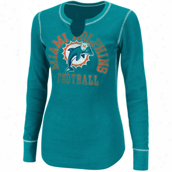 Miami Dolphins Ladies Game Day Gal Iii Long Sleeve Thermal T-shirt - Aqua