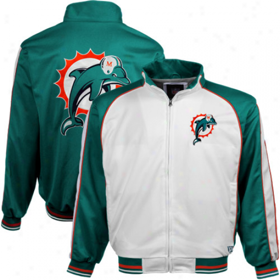 Miami Dolphins White-aqua Loyalty Full Zip Track Jacket