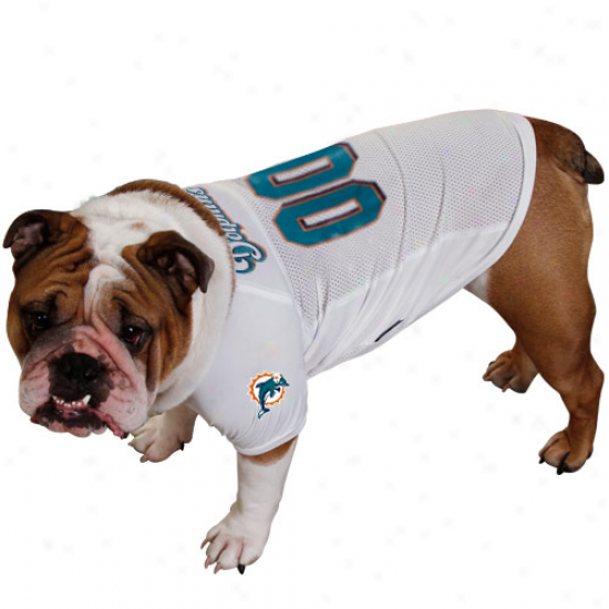 Miami Dolphins White Football Fetch Mesh Pet Jersey