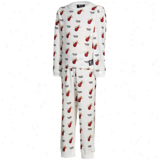 Miami Heat All Over Team Lpgo Youth Pajama Set - White