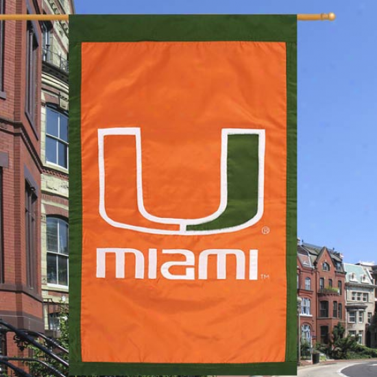 Miami Hurricanes 28'' X 44'' Team Logo Applique Flag